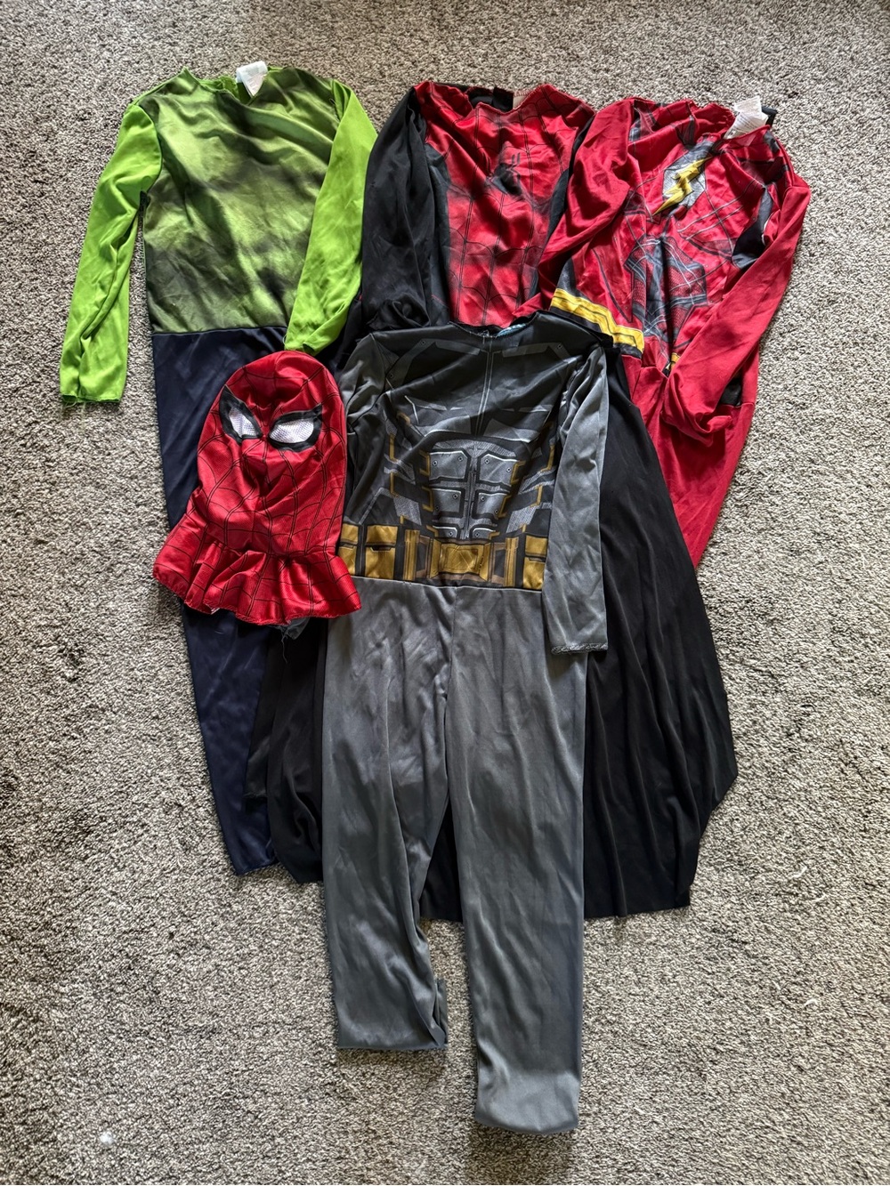 Kids Superhero Costume Bundle - Hulk, Batman, Spiderman and Flash